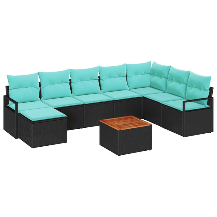 Set de canapele pentru grădină cu pernă 9 pcs Negru poliratan - WALTI WALTI
