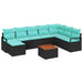 Set de canapele pentru grădină cu pernă 9 pcs Negru poliratan - WALTI WALTI
