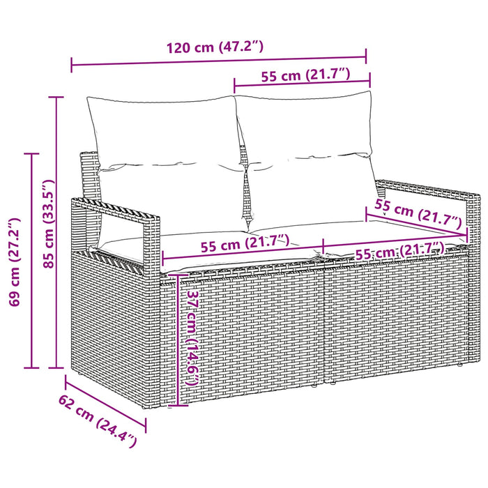 Set de canapele pentru grădină cu pernă 10 pcs Gri poliratan - WALTI WALTI