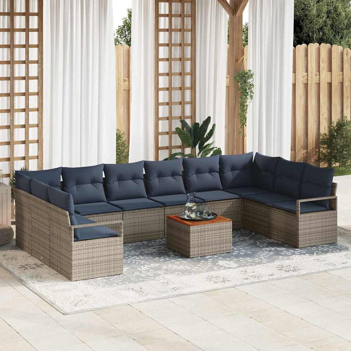 Set de canapele pentru grădină cu pernă 11 pcs Gri poliratan - WALTI WALTI