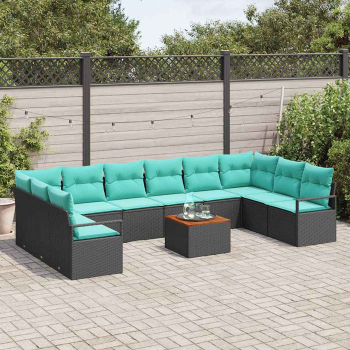 Set de canapele pentru grădină cu pernă 11 pcs Negru poliratan - WALTI WALTI
