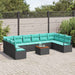 Set de canapele pentru grădină cu pernă 11 pcs Negru poliratan - WALTI WALTI