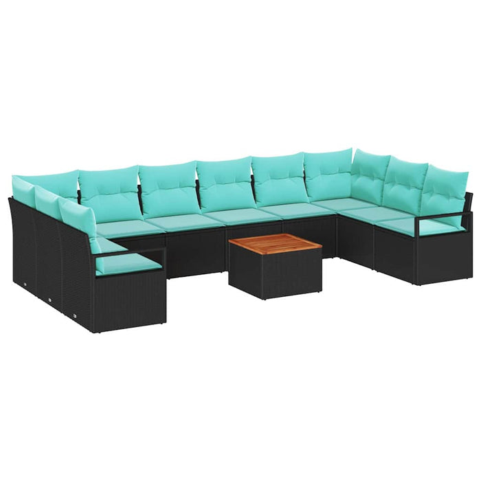 Set de canapele pentru grădină cu pernă 11 pcs Negru poliratan - WALTI WALTI