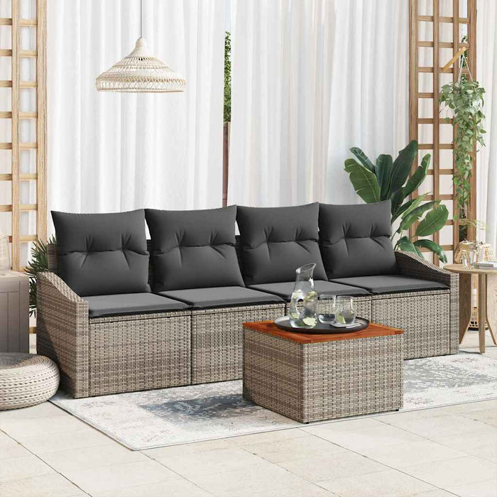 Set de canapele pentru grădină cu pernă 5 pcs Gri Rattan poli - WALTI WALTI