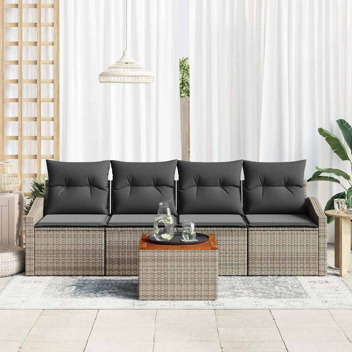 Set de canapele pentru grădină cu pernă 5 pcs Gri Rattan poli - WALTI WALTI