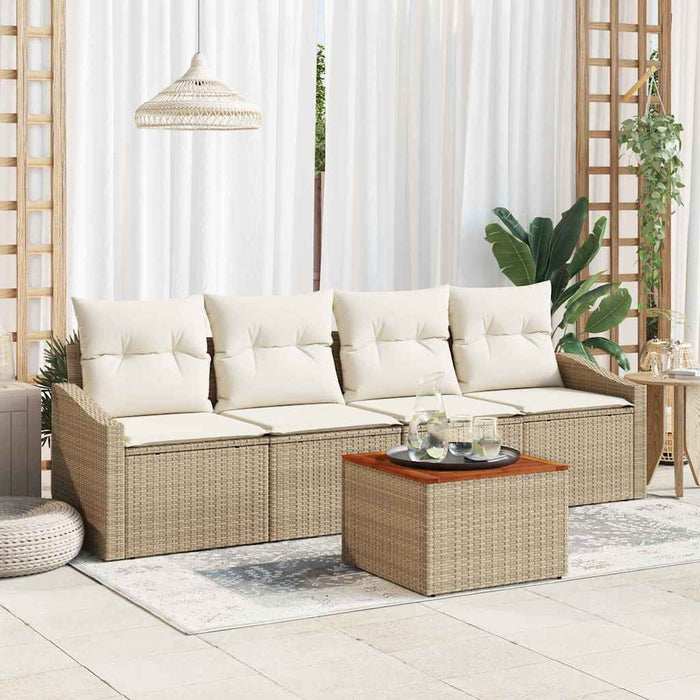 Set de canapele pentru grădină cu pernă 5 pcs Bej poliratan - WALTI WALTI