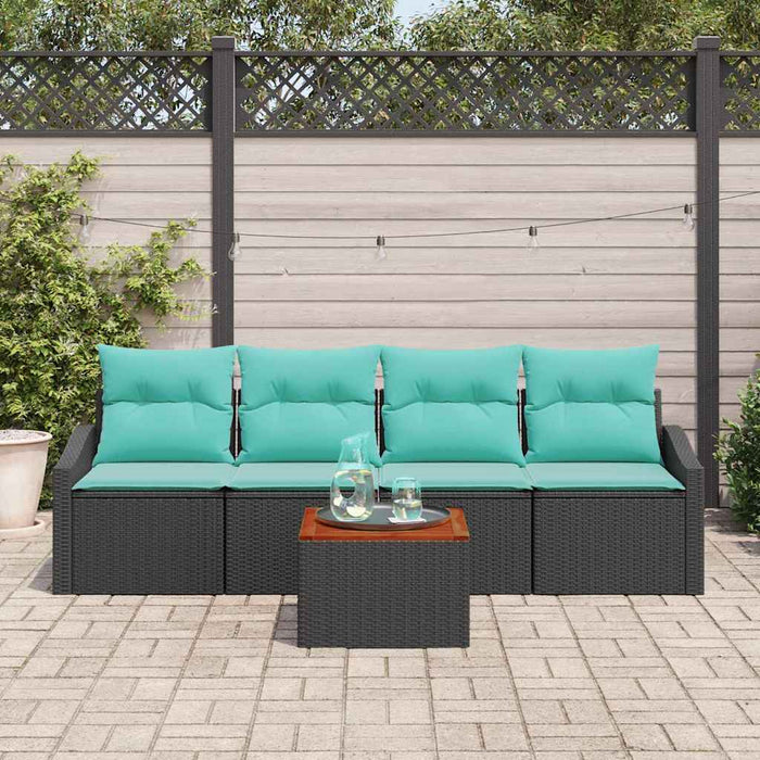 Set de canapele pentru grădină cu pernă 5 pcs Negru poliratan - WALTI WALTI