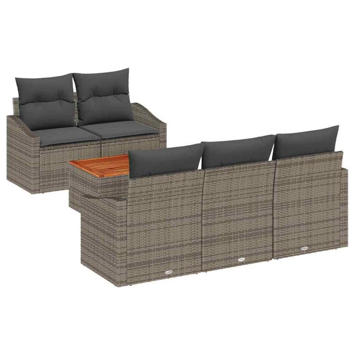 Set de canapele pentru grădină cu pernă 6 pcs Gri Rattan poli - WALTI WALTI