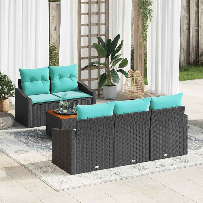 Set de canapele pentru grădină cu pernă 6 pcs Negru poliratan - WALTI WALTI