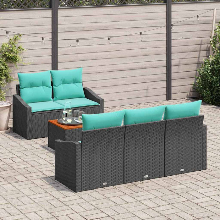 Set de canapele pentru grădină cu pernă 6 pcs Negru poliratan - WALTI WALTI