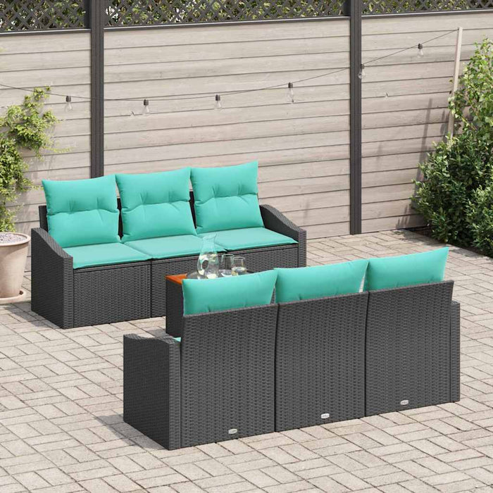 Set de canapele pentru grădină cu pernă 7 pcs Negru poliratan - WALTI WALTI