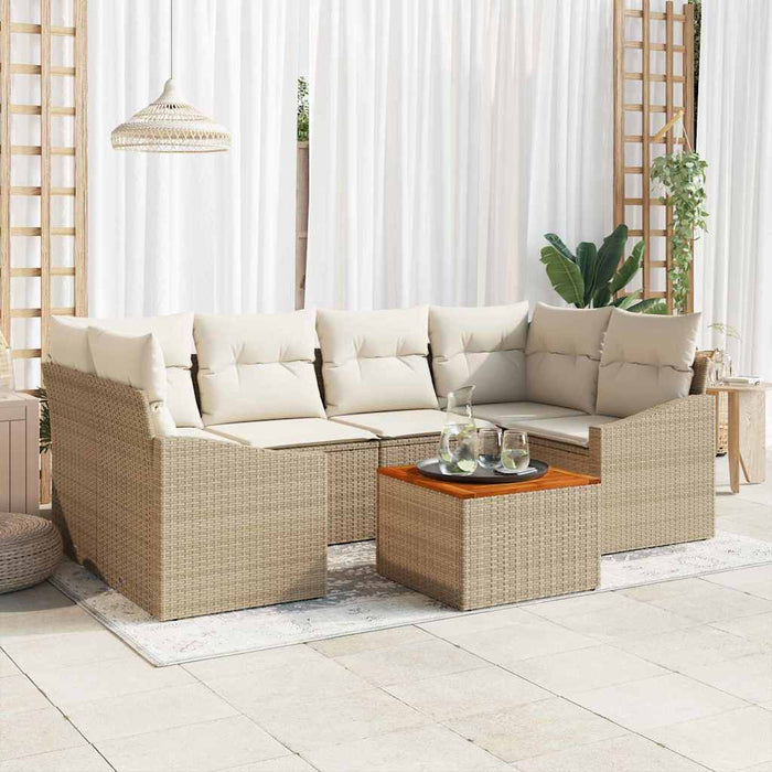 Set de canapele pentru grădină cu pernă 7 pcs Bej poliratan WALTI