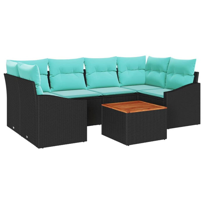 Set de canapele pentru grădină cu pernă 7 pcs Negru poliratan - WALTI WALTI
