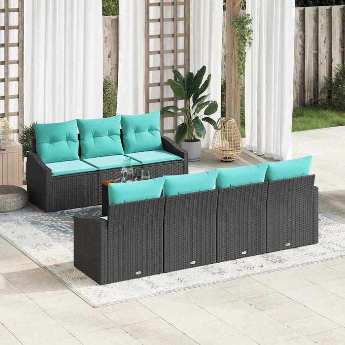 Set de canapele pentru grădină cu pernă 8 pcs Negru poliratan - WALTI WALTI