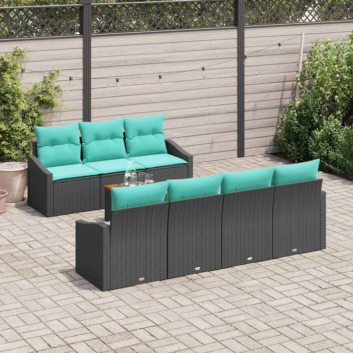Set de canapele pentru grădină cu pernă 8 pcs Negru poliratan - WALTI WALTI
