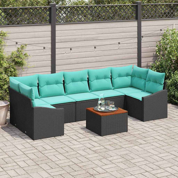 Set de canapele pentru grădină cu pernă 8 pcs Negru poliratan - WALTI WALTI