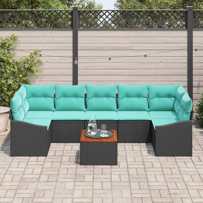 Set de canapele pentru grădină cu pernă 8 pcs Negru poliratan - WALTI WALTI