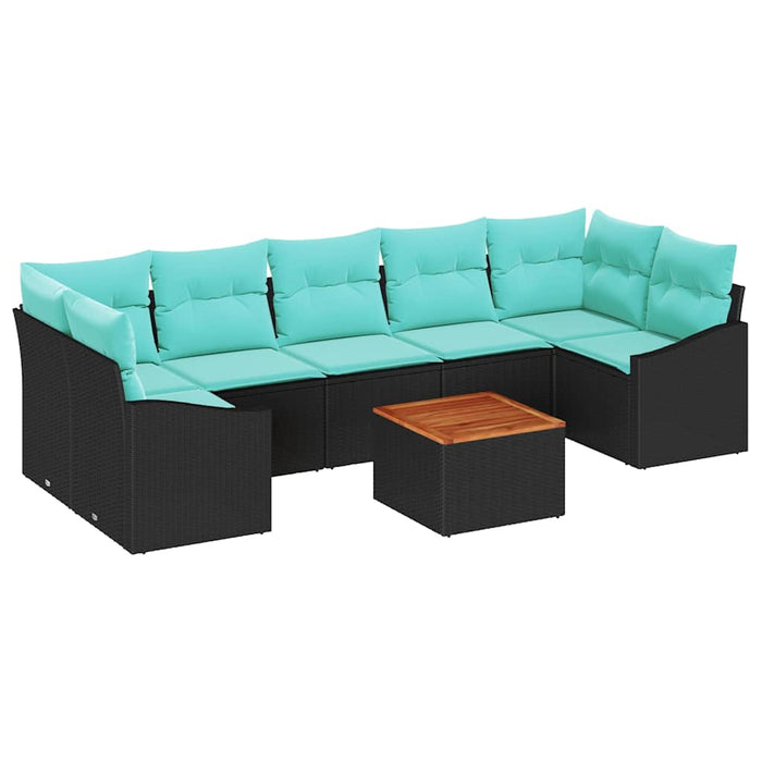 Set de canapele pentru grădină cu pernă 8 pcs Negru poliratan - WALTI WALTI