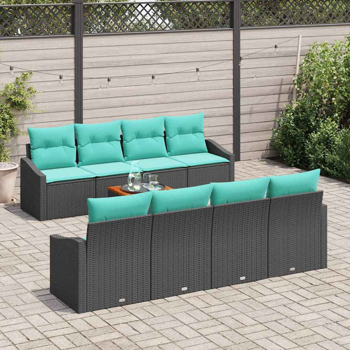 Set de canapele pentru grădină cu pernă 9 pcs Negru poliratan - WALTI WALTI