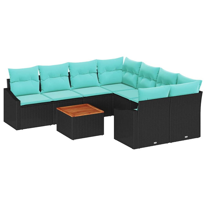 Set de canapele pentru grădină cu pernă 9 pcs Negru poliratan - WALTI WALTI