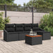 Set de canapea de grădină cu 6 piese și perne, Negru, Poli Rattan, Acacia - WALTI WALTI