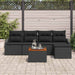 Set de canapea de grădină cu 6 piese și perne, Negru, Poli Rattan, Acacia - WALTI WALTI