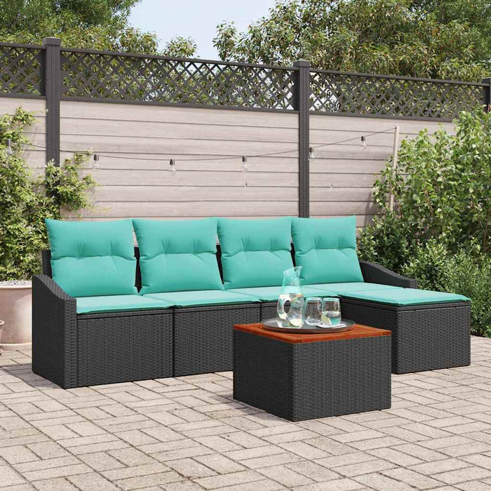 Set de canapele pentru grădină cu pernă 6 pcs Negru poliratan - WALTI WALTI