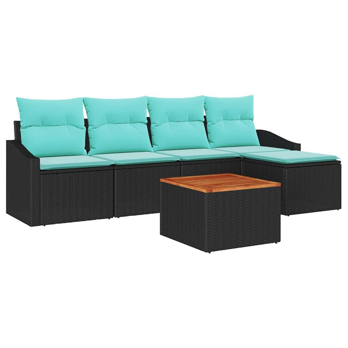 Set de canapele pentru grădină cu pernă 6 pcs Negru poliratan - WALTI WALTI