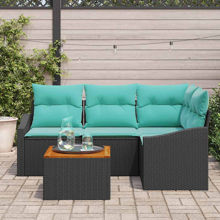 Set de canapele pentru grădină cu pernă 5 pcs Negru poliratan - WALTI WALTI