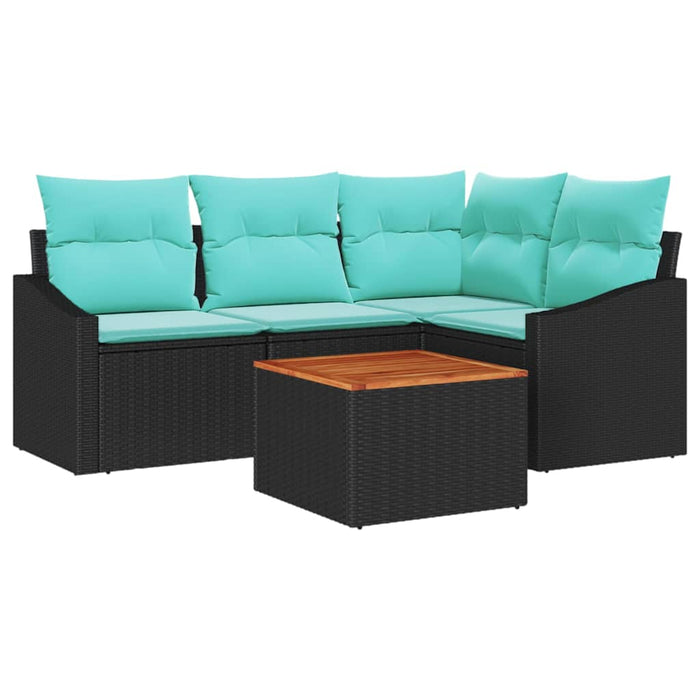 Set de canapele pentru grădină cu pernă 5 pcs Negru poliratan - WALTI WALTI