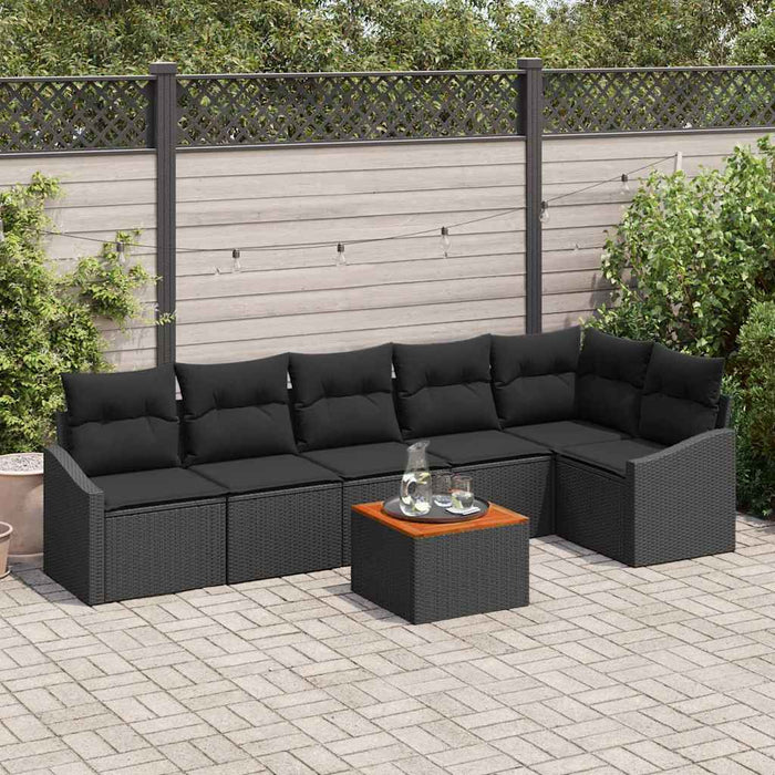 Set de canapele pentru grădină cu pernă 7 pcs Negru Rattan poli - WALTI WALTI