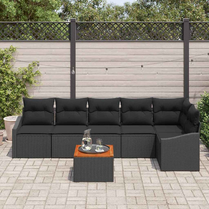 Set de canapele pentru grădină cu pernă 7 pcs Negru Rattan poli - WALTI WALTI