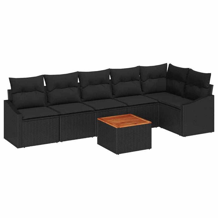 Set de canapele pentru grădină cu pernă 7 pcs Negru Rattan poli - WALTI WALTI