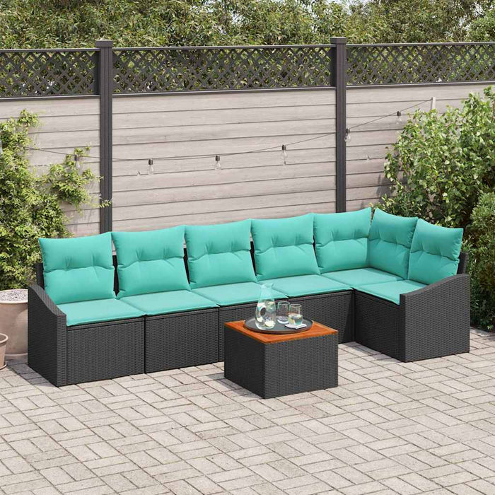 Set de canapele pentru grădină cu pernă 7 pcs Negru poliratan - WALTI WALTI