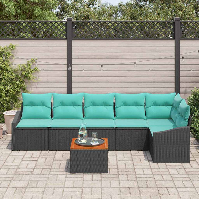 Set de canapele pentru grădină cu pernă 7 pcs Negru poliratan - WALTI WALTI