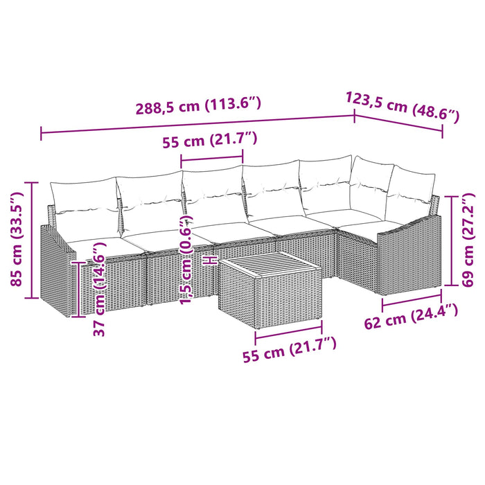Set de canapele pentru grădină cu pernă 7 pcs Negru poliratan - WALTI WALTI
