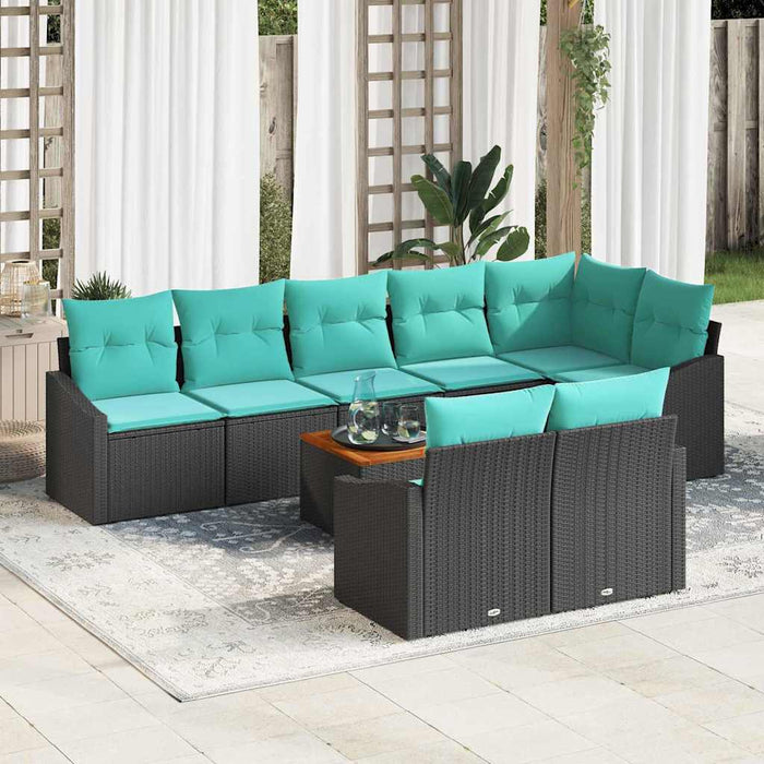 Set de canapele pentru grădină cu pernă 9 pcs Negru poliratan - WALTI WALTI