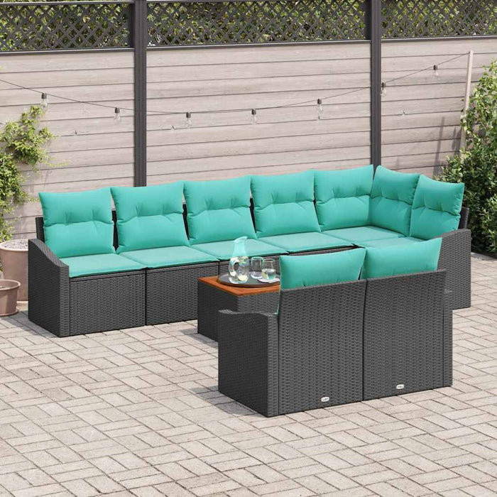 Set de canapele pentru grădină cu pernă 9 pcs Negru poliratan - WALTI WALTI