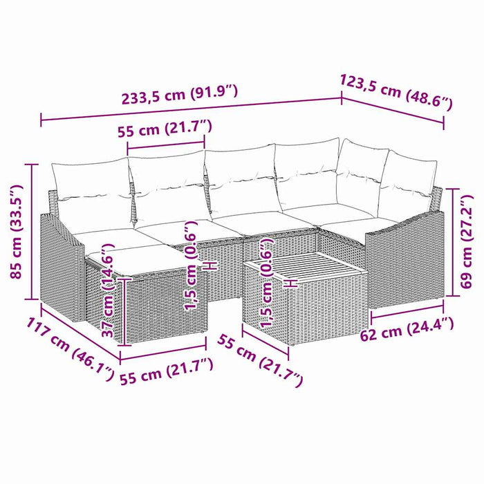 Set de canapele pentru grădină 7 buc. Negru poliratan - WALTI WALTI