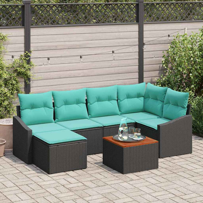 Set de canapele pentru grădină cu pernă 7 pcs Negru poliratan - WALTI WALTI