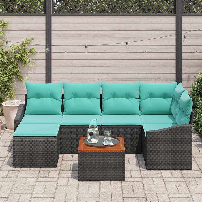 Set de canapele pentru grădină cu pernă 7 pcs Negru poliratan - WALTI WALTI