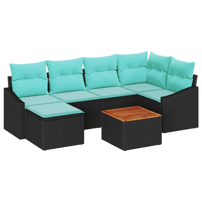 Set de canapele pentru grădină cu pernă 7 pcs Negru poliratan - WALTI WALTI