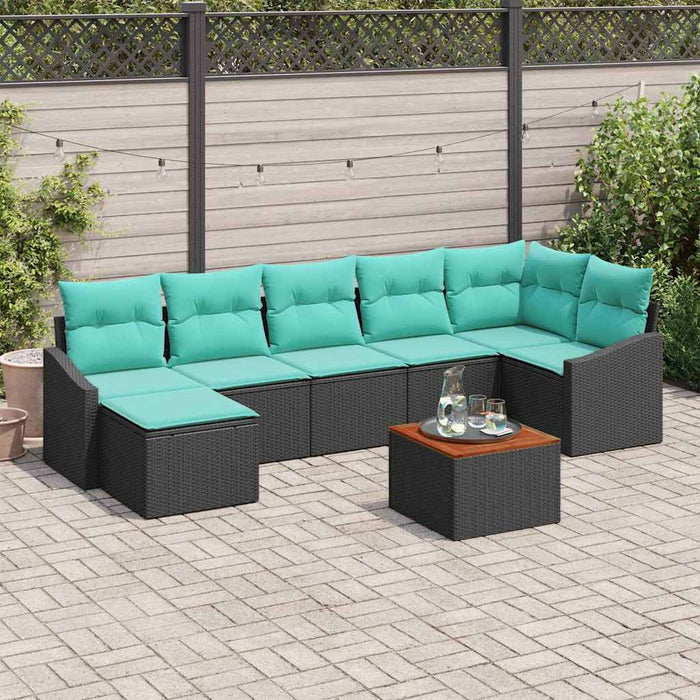 Set de canapele pentru grădină cu pernă 8 pcs Negru poliratan - WALTI WALTI