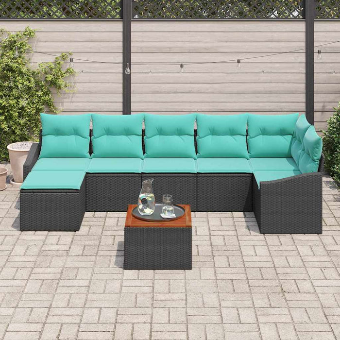 Set de canapele pentru grădină cu pernă 8 pcs Negru poliratan - WALTI WALTI