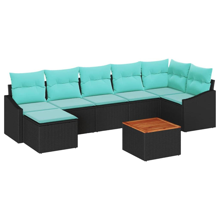 Set de canapele pentru grădină cu pernă 8 pcs Negru poliratan - WALTI WALTI