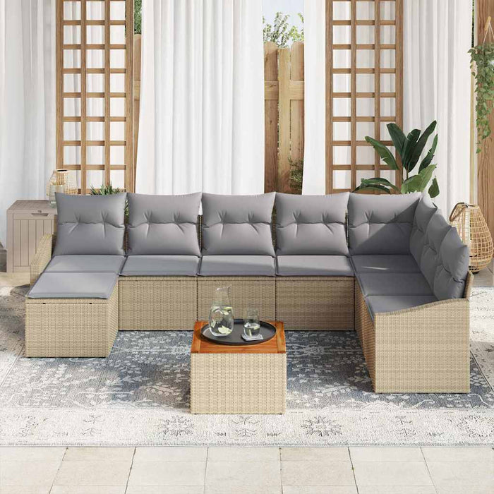 Set canapea grădină 9 piese, perne bej poly rattan acacia - WALTI WALTI