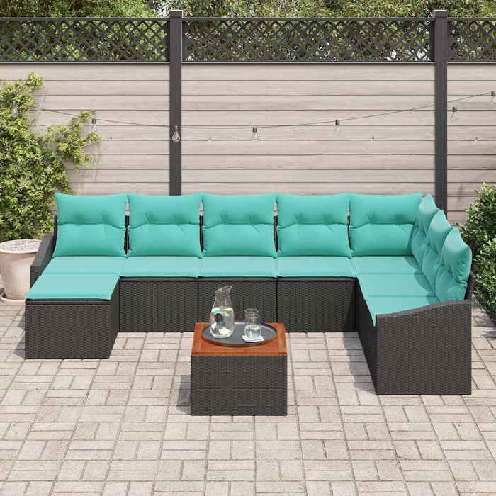 Set de canapele pentru grădină cu pernă 9 pcs Negru poliratan - WALTI WALTI