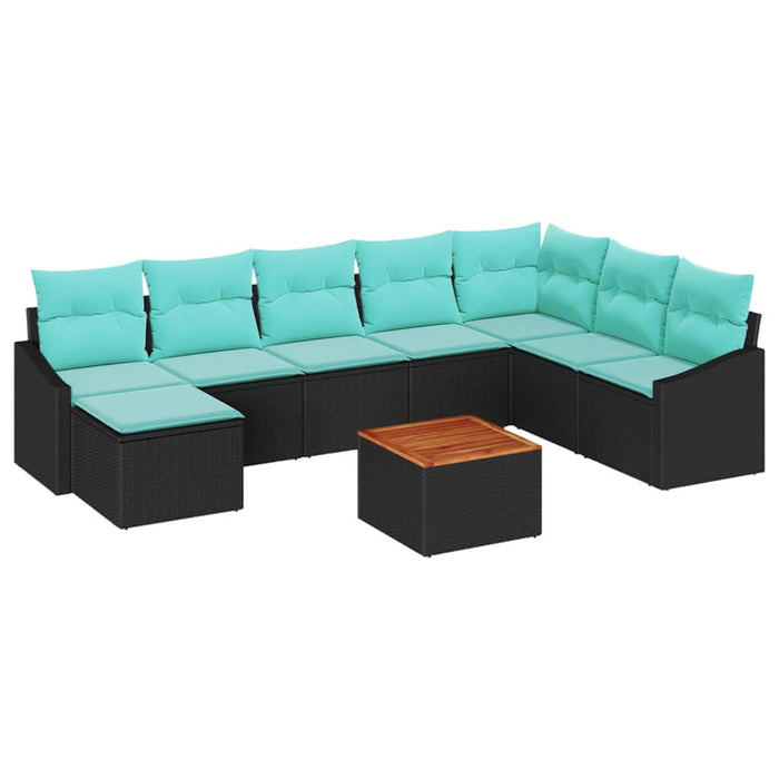 Set de canapele pentru grădină cu pernă 9 pcs Negru poliratan - WALTI WALTI