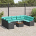 Set de canapele pentru grădină cu pernă 10 pcs Negru poliratan - WALTI WALTI