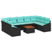 Set de canapele pentru grădină cu pernă 10 pcs Negru poliratan - WALTI WALTI
